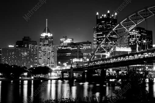 The Fort Pitt Bridge and Pittsburgh Skyline over the Monongahela River -- Pittsburgh Black and White Photos