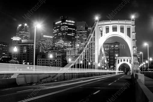 The 6th Street Bridge at Night -- Pittsburgh Black and White Photos