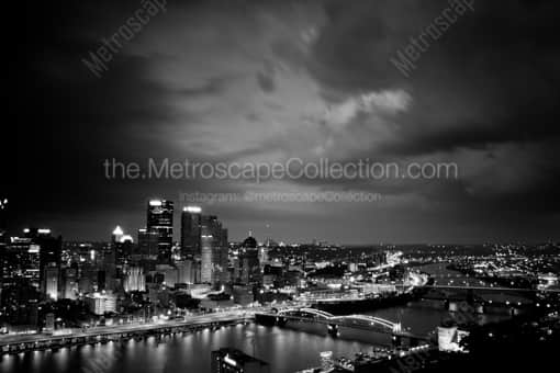The Pittsburgh Skyline along the Monongahela River -- Pittsburgh Black and White Photos