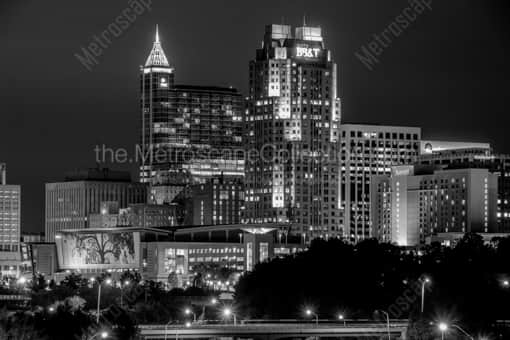 The Raleigh Skyline at MLK Blvd -- Raleigh Black and White Photos