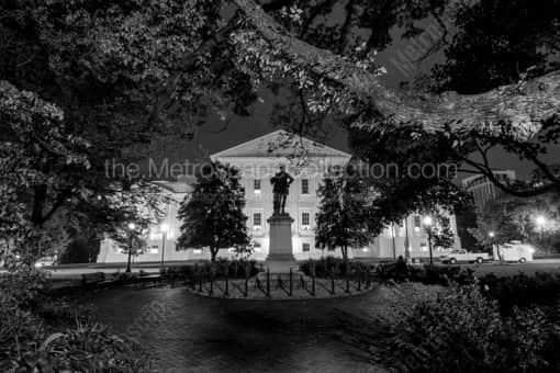 Richmond Black and White Photography of The Stonewall Jackson Statue on the Virginia Statehouse Grounds The Stonewall Jackson Statue on the Virginia Statehouse Grounds -- Richmond Black and White Photography