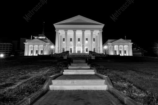 The Stairway to the Virginia Statehouse -- Richmond Black and White Photography