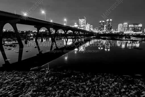 Richmond Black and White Photography of The Downtown Richmond Virginia Skyline at Night The Downtown Richmond Virginia Skyline at Night -- Richmond Black and White Photography