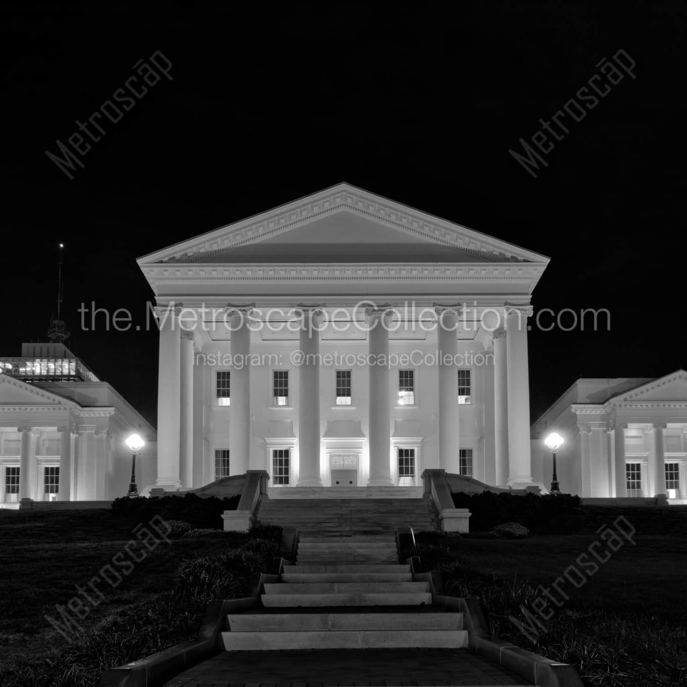 The Virginia Statehouse landscape black and white Photography The Virginia Statehouse landscape black and white Photography square crop