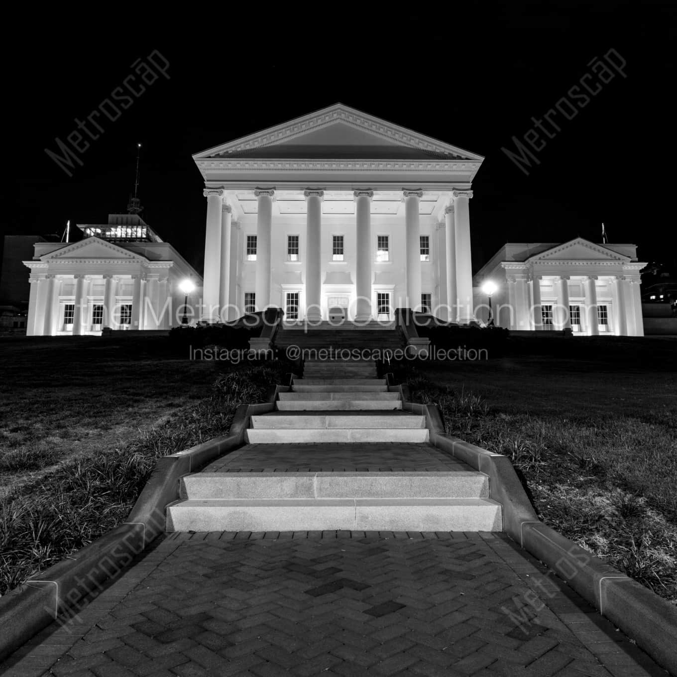 The Stairway to the Virginia Statehouse landscape black and white Photography The Stairway to the Virginia Statehouse landscape black and white Photography square crop