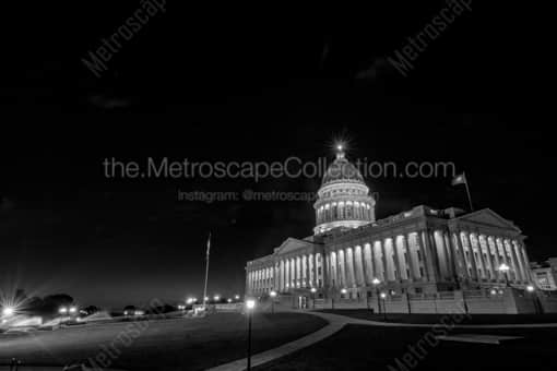 The Utah Capitol Building at Night -- Salt Lake City Black and White Photos