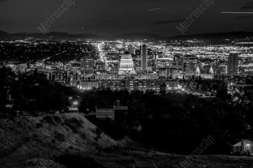 The Salt Lake City Skyline from Edgecomb -- Salt Lake City Black and White Photos