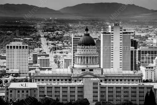 Downtown Salt Lake City from Ensign Peak -- Salt Lake City Black and White Photos