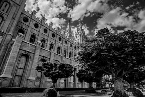 The Northern Side of the LDS Temple -- Salt Lake City Black and White Photos