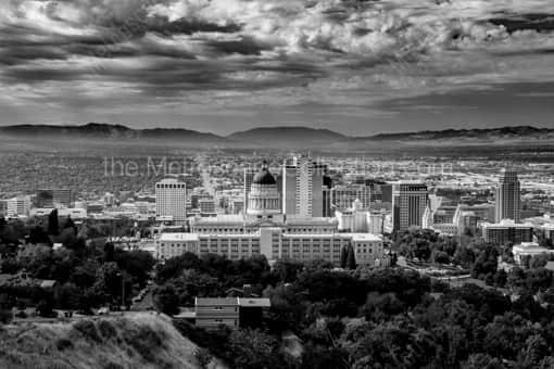 Downtown Salt Lake City from Ensign Peak -- Salt Lake City Black and White Photos
