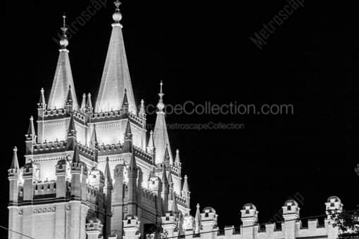 The LDS Temple at Night -- Salt Lake City Black and White Photos