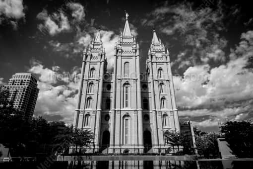 The Mormon Temple and Reflecting Pool -- Salt Lake City Black and White Photos