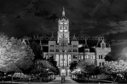 Salt Lake City Hall Building at Night -- Salt Lake City Black and White Photos