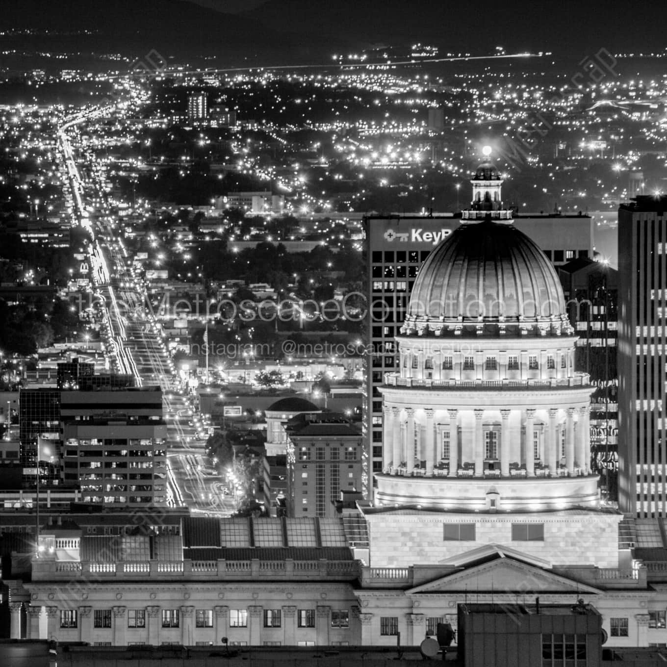 Utah Capitol and State Street landscape black and white Photography Utah Capitol and State Street landscape black and white Photography square crop