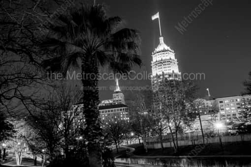 The Tower Life Building at Night -- San Antonio Black and White Photos