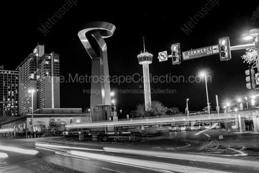 Traffic on Commerce Street -- San Antonio Black and White Photos