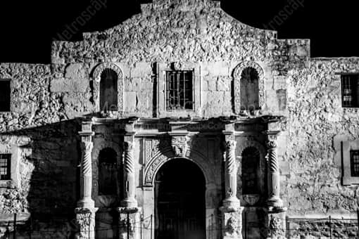 The Alamo Facade -- San Antonio Black and White Photos