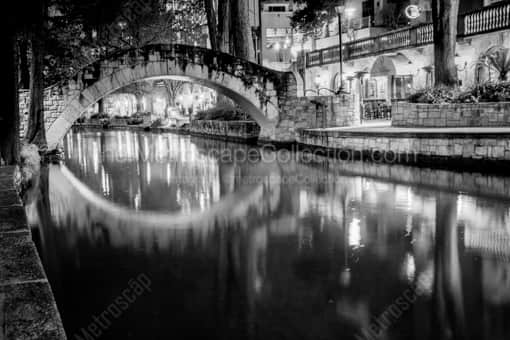 A River Walk Pedestrian Bridge -- San Antonio Black and White Photos
