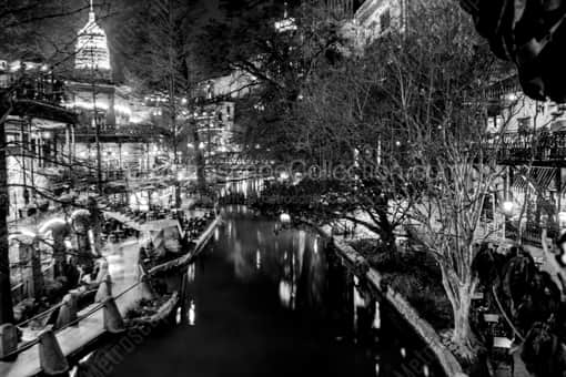 An Overhead View of River Walk -- San Antonio Black and White Photos
