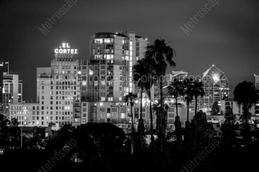 San Diego Black and White Photography of The El Cortez Apartment Hotel in Downtown San Diego The El Cortez Apartment Hotel in Downtown San Diego -- San Diego Black and White Photography