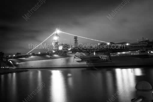 The USS Midway at Night -- San Diego Black and White Photos