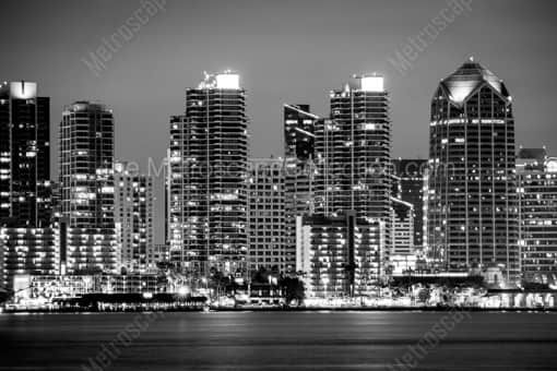 Downtown San Diego at Night -- San Diego Black and White Photos