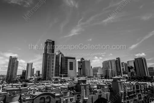 San Diego Black and White Photography of Downtown San Diego Skyline from the Embassy Suites Downtown San Diego Skyline from the Embassy Suites -- San Diego Black and White Photography