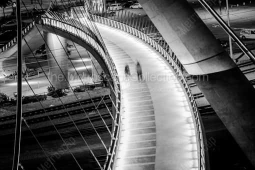 San Diego Black and White Photography of Walkers on the Harbor Drive Pedestrian Bridge Walkers on the Harbor Drive Pedestrian Bridge -- San Diego Black and White Photography