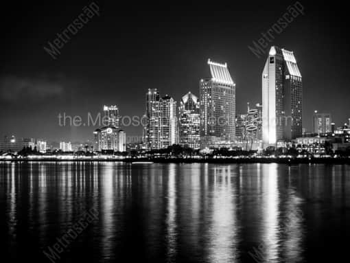 San Diego Black and White Photography of The San Diego Skyline from Coronado Island The San Diego Skyline from Coronado Island -- San Diego Black and White Photography