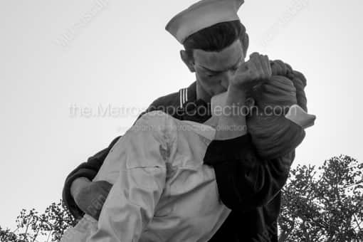 San Diego Black and White Photography of The Kissing Sailor Sculpture Near the USS Midway The Kissing Sailor Sculpture Near the USS Midway -- San Diego Black and White Photography