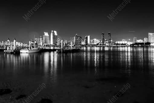San Diego Black and White Photography of The San Diego Skyline from the Coronado Island Ferry Landing The San Diego Skyline from the Coronado Island Ferry Landing -- San Diego Black and White Photography