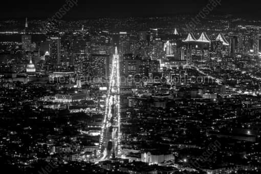 Market Street from Twin Peaks -- San Francisco Black and White Photography