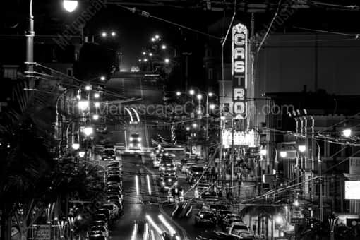 The Castro Theater at Night -- San Francisco Black and White Photography