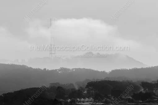 Sutro Tower Enveloped in Fog -- San Francisco Black and White Photography