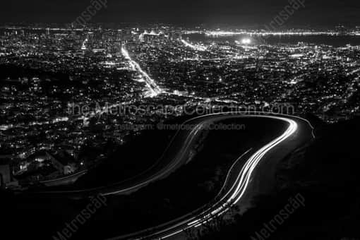 San Francisco at Night from Twin Peaks -- San Francisco Black and White Photography