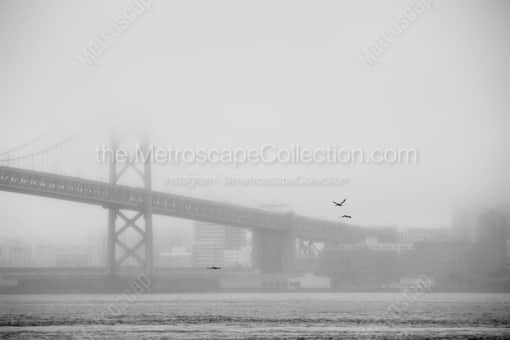 The Bay Bridge under Dense Fog -- San Francisco Black and White Photography