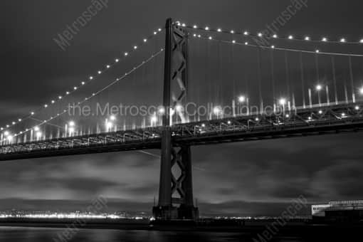 A Bay Bridge Spire at Night -- San Francisco Black and White Photography