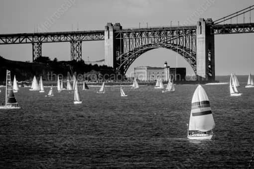 San Francisco Black and White Photography of Fort Point and Sailboats on the San Francisco Bay Fort Point and Sailboats on the San Francisco Bay -- San Francisco Black and White Photography