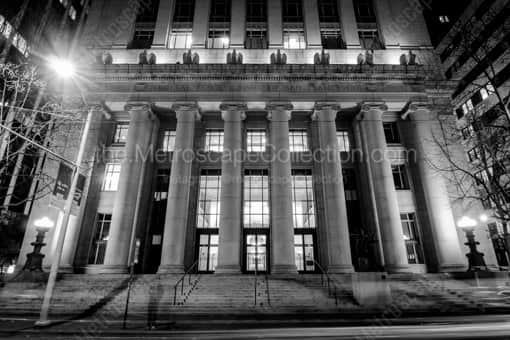 San Francisco Black and White Photography of The San Francisco Federal Reserve Building at Night The San Francisco Federal Reserve Building at Night -- San Francisco Black and White Photography