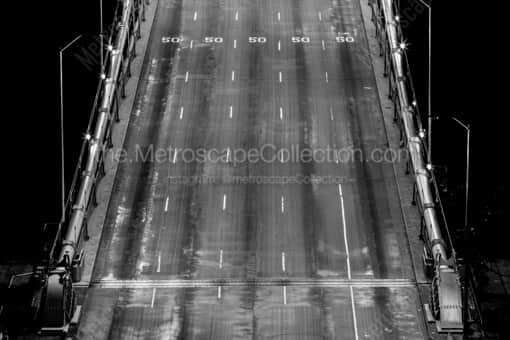 San Francisco Black and White Photography of The Westbound Top Deck of I-80 on the Bay Bridge. The Westbound Top Deck of I-80 on the Bay Bridge. -- San Francisco Black and White Photography