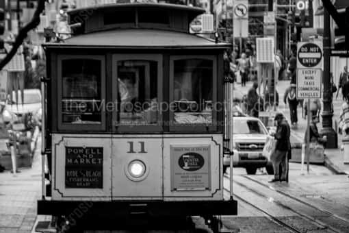 San Francisco Black and White Photography of A Trolly Car at the Powell and Market Turnaround A Trolly Car at the Powell and Market Turnaround -- San Francisco Black and White Photography