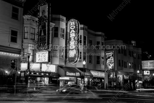 Big Als and Roaring 20s Neon Signs -- San Francisco Black and White Photography