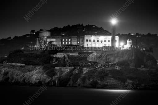 Alcaraz Island at Night -- San Francisco Black and White Photography