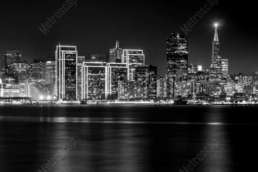 San Francisco Black and White Photography of The Downtown San Francisco Skyline at Night The Downtown San Francisco Skyline at Night -- San Francisco Black and White Photography