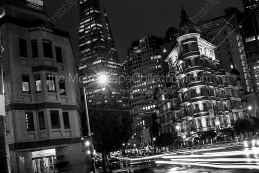 Transamerica Pyramid at Night -- San Francisco Black and White Photography