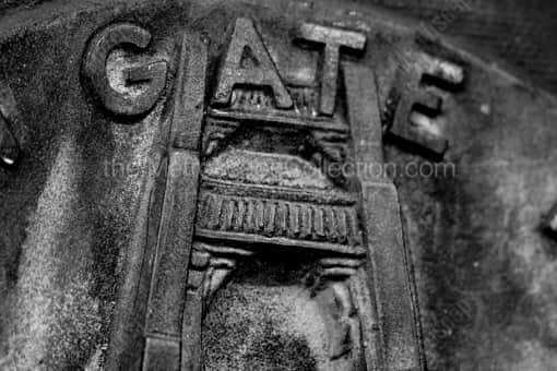 San Francisco Black and White Photography of The Bronze Golden Gate Plaque on the GG Bridge The Bronze Golden Gate Plaque on the GG Bridge -- San Francisco Black and White Photography