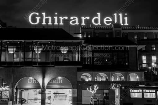 Ghirardelli Square at Night -- San Francisco Black and White Photography
