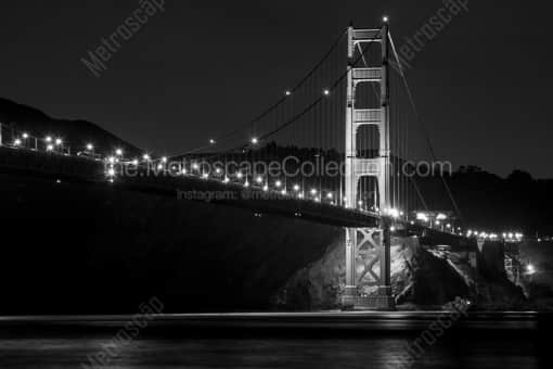 San Francisco Black and White Photography of The Golden Gate Bridge and Marin Headlands at Night The Golden Gate Bridge and Marin Headlands at Night -- San Francisco Black and White Photography
