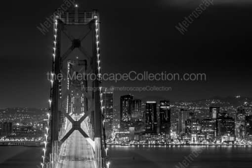 San Francisco Black and White Photography of The SF Bay Bridge and San Francisco Hills at Night The SF Bay Bridge and San Francisco Hills at Night -- San Francisco Black and White Photography