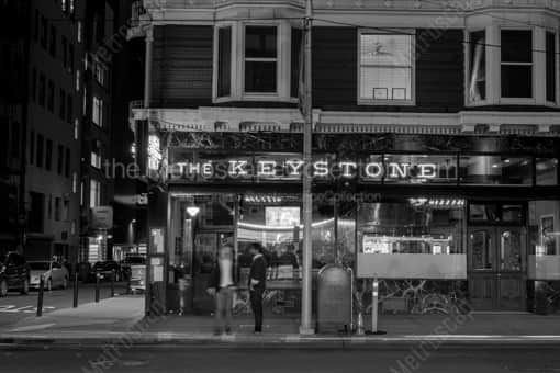 The Keystone at Night -- San Francisco Black and White Photography